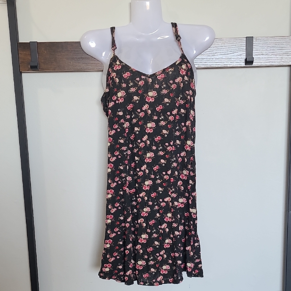 Metal Mulisha Black and Pink Floral Mini Dress